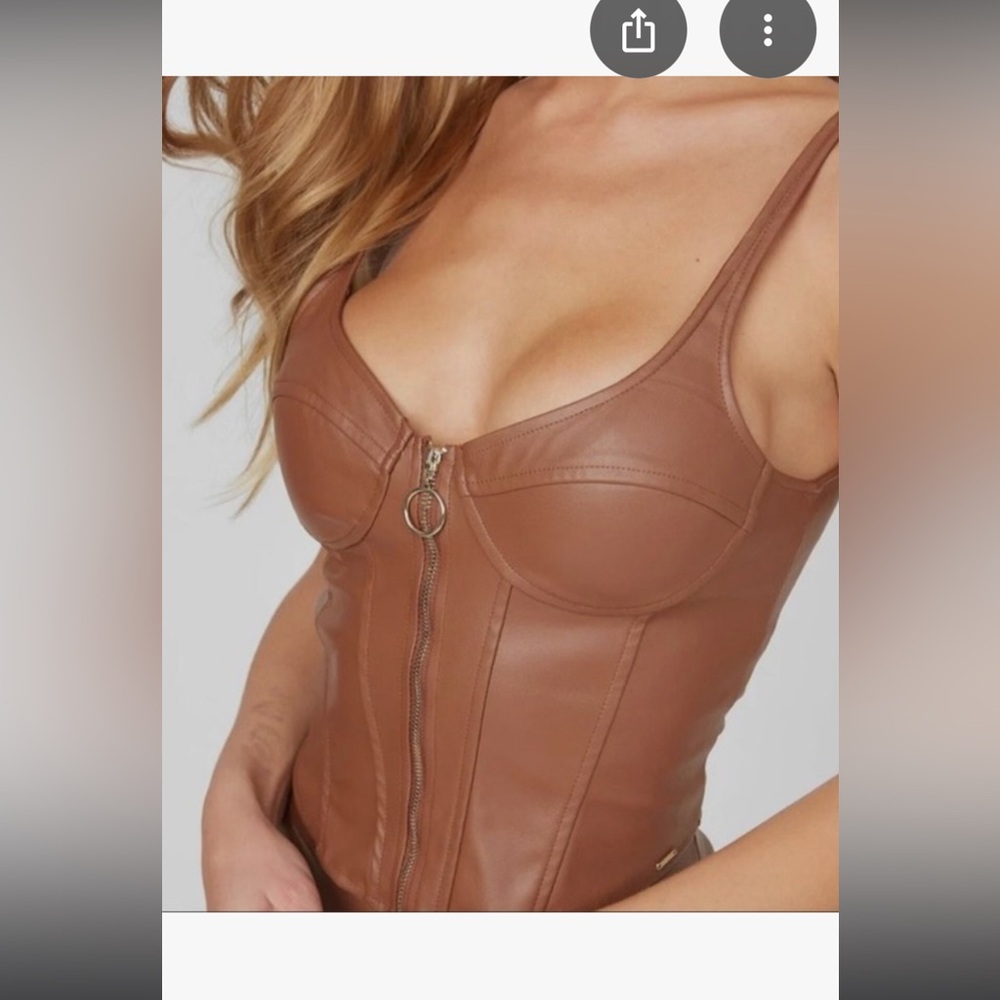Guess corset faux leather top